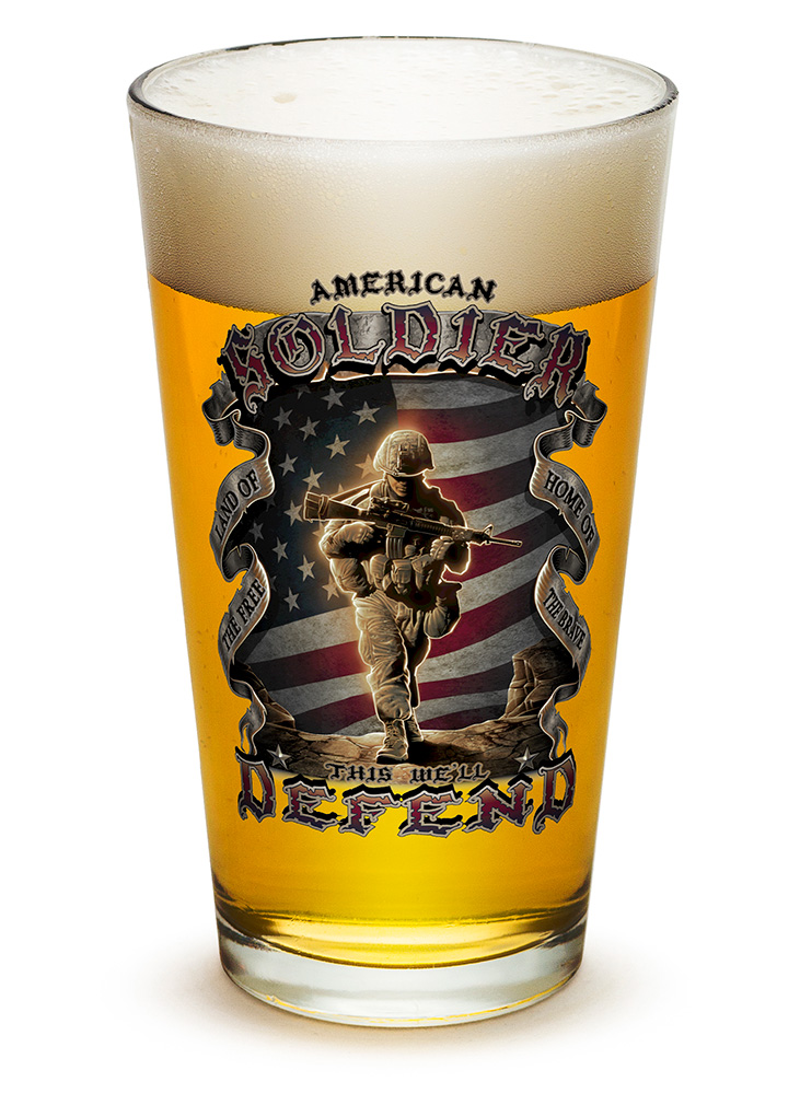 GLASSWARE-PINT-American Soldier 16oz